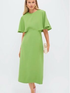 Pomander Place Lime Green Midi Dress with Capelet